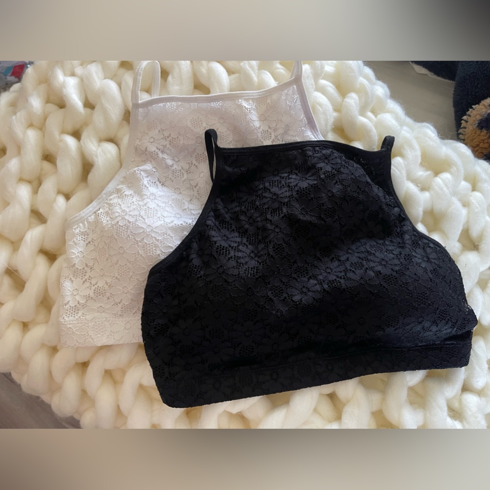 High neck lace sports bras